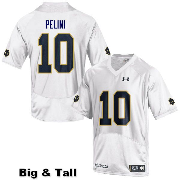 Men's NCAA Notre Dame Fighting Irish #10 Patrick Pelini Stitched College Under Armour Authentic White Big & Tall Football Jersey LL10K02KD